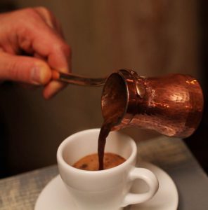 Author: Eaeeae via Wikipedia commons, A Turkish cezve coffeepot